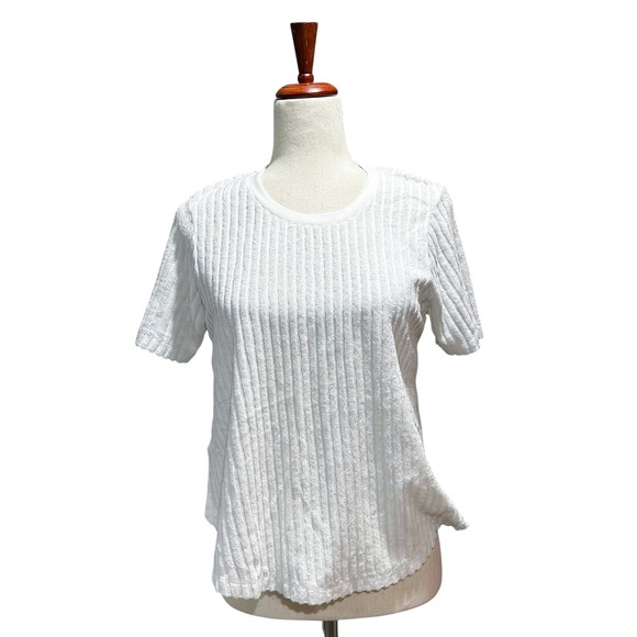 Sol Angeles Top Size Small Ribbed Terry Cloth Short Sleeve Beachy Tee Shirt - Picture 1 of 10